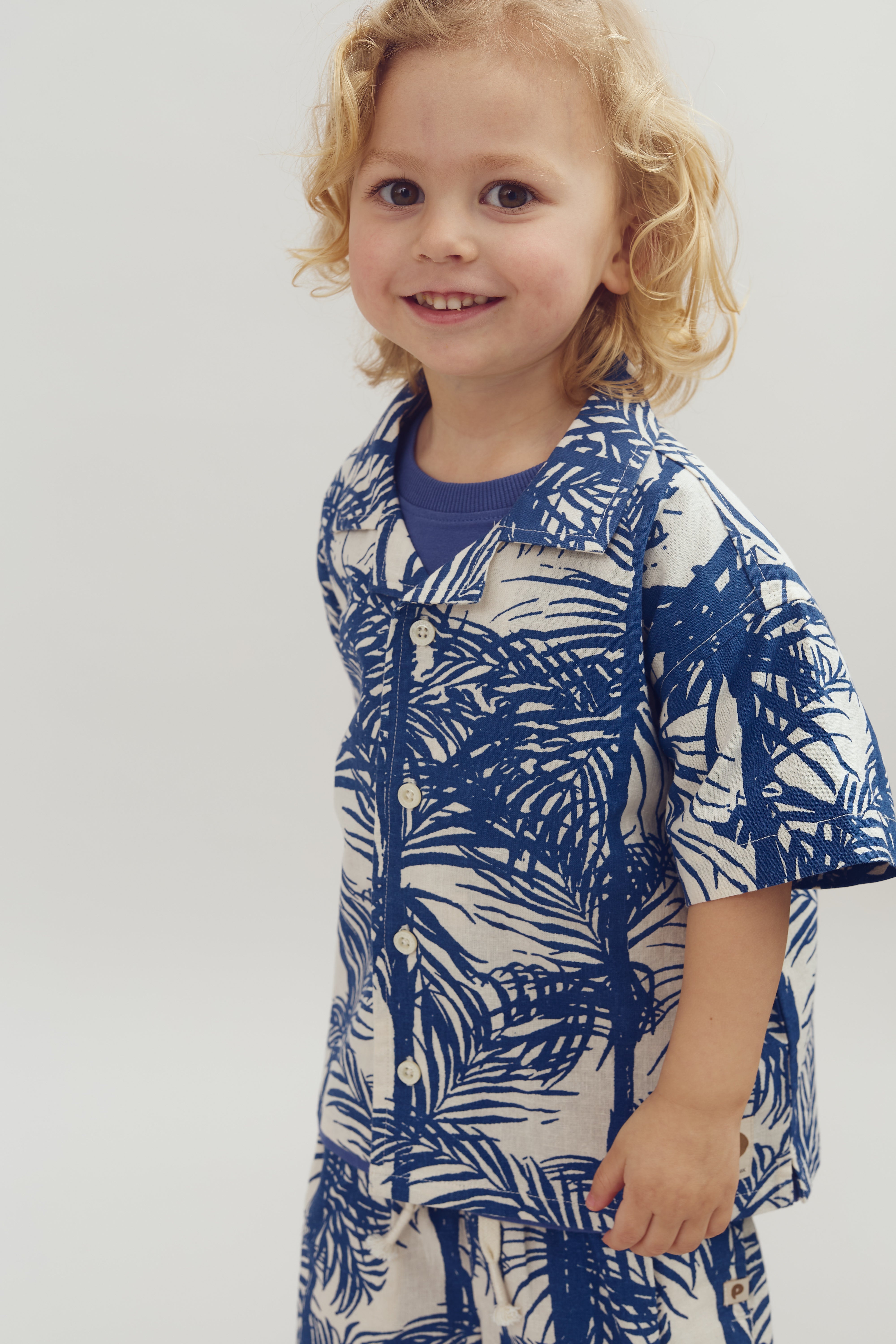 Linen Tropical Shirt - Blue | 100110 Mateo