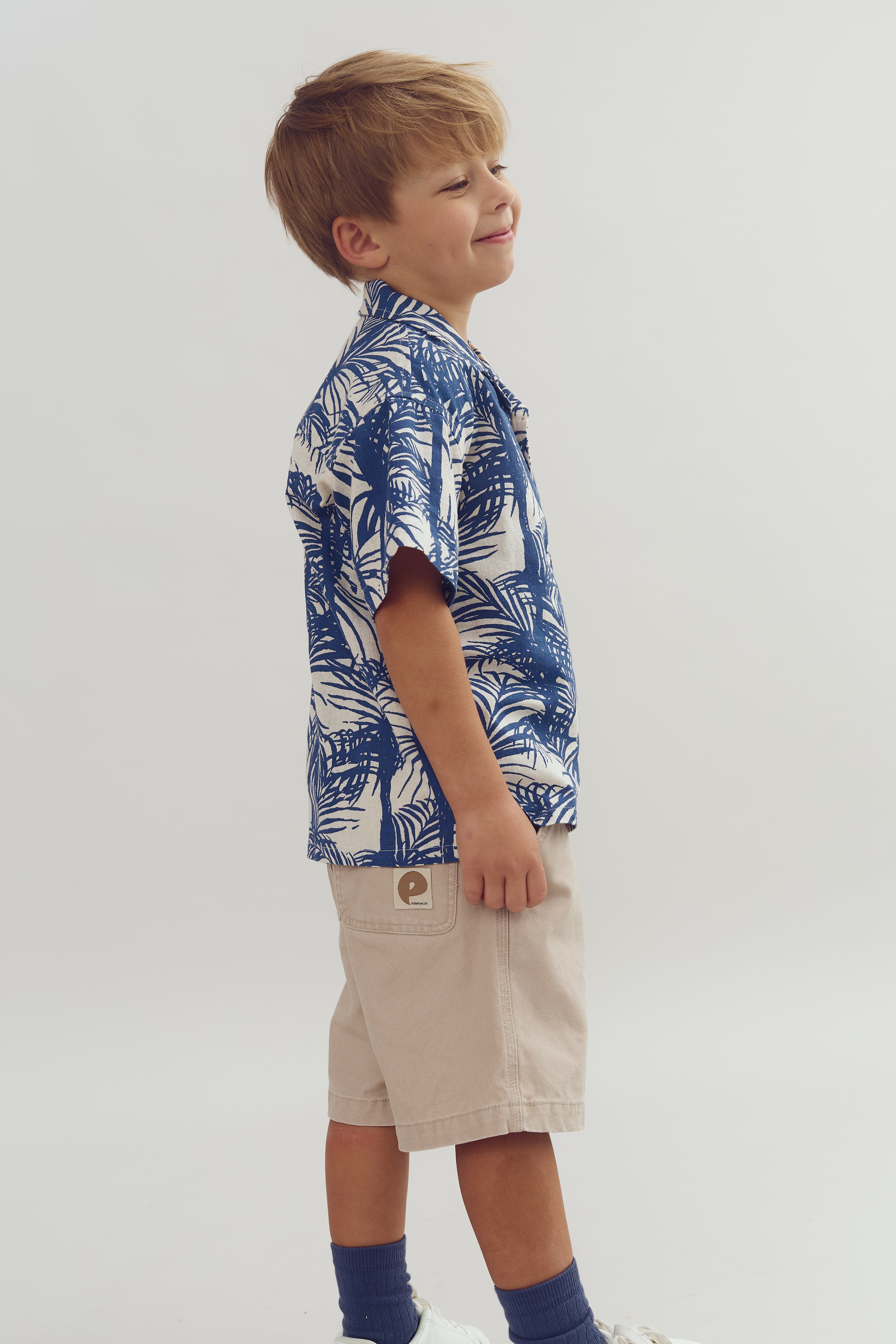 Linen Tropical Shirt - Blue | 100110 Mateo