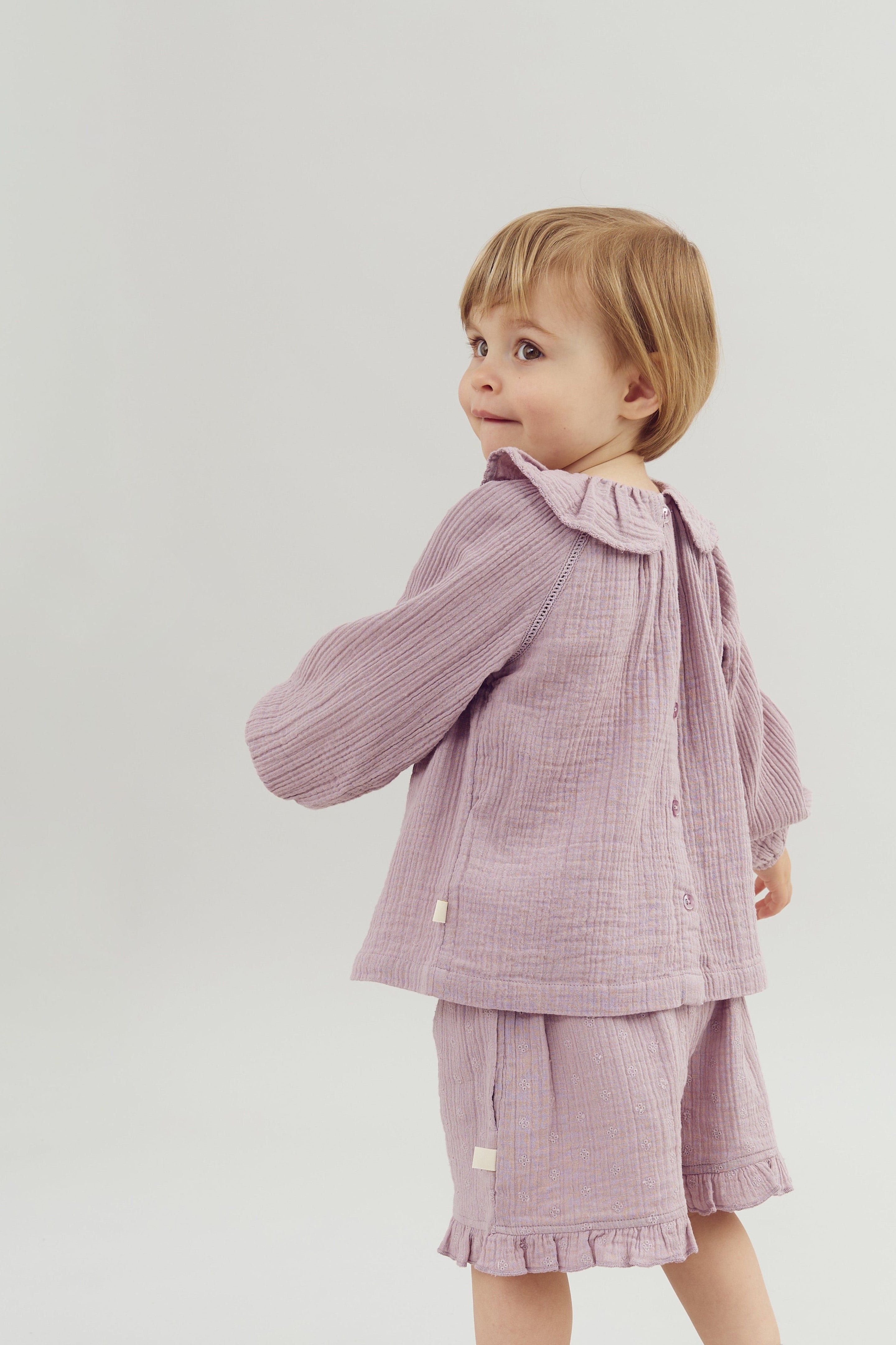 Muslin Shorts with Embroidery - Purple | 100246 Ella