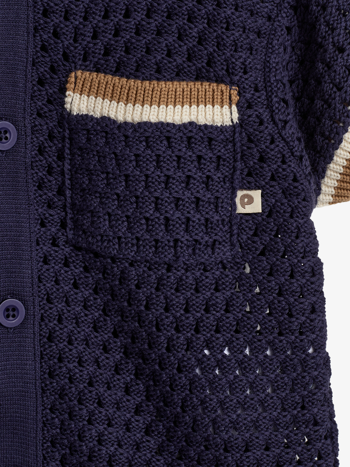 Open-knit Sports Cardigan - Navy | 100275 Carl
