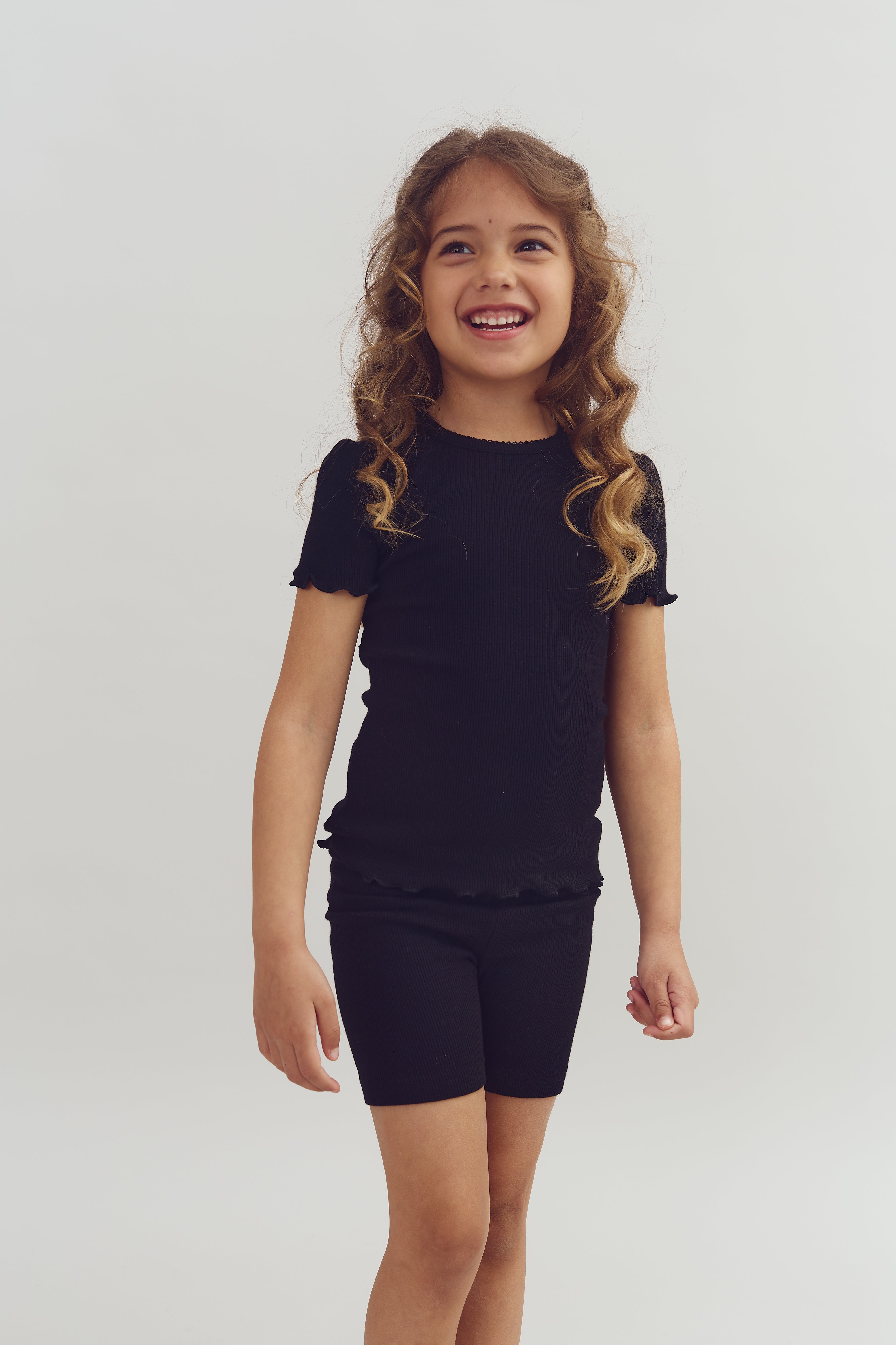 Modal Rib Short Sleeve T-shirt - Black | 100321 Fiona