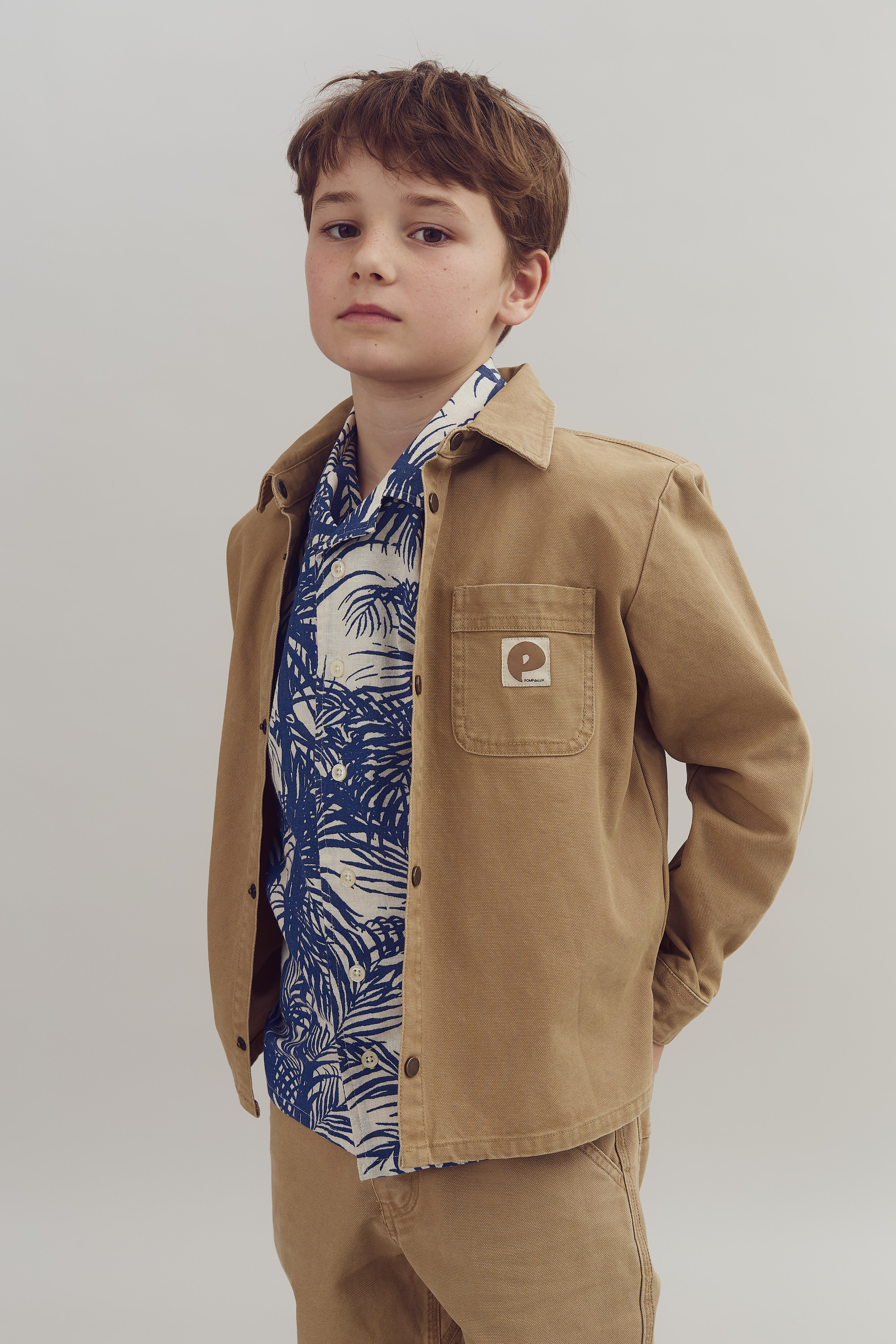 Linen Tropical Shirt - Tween - Blue | 100399 Mateo