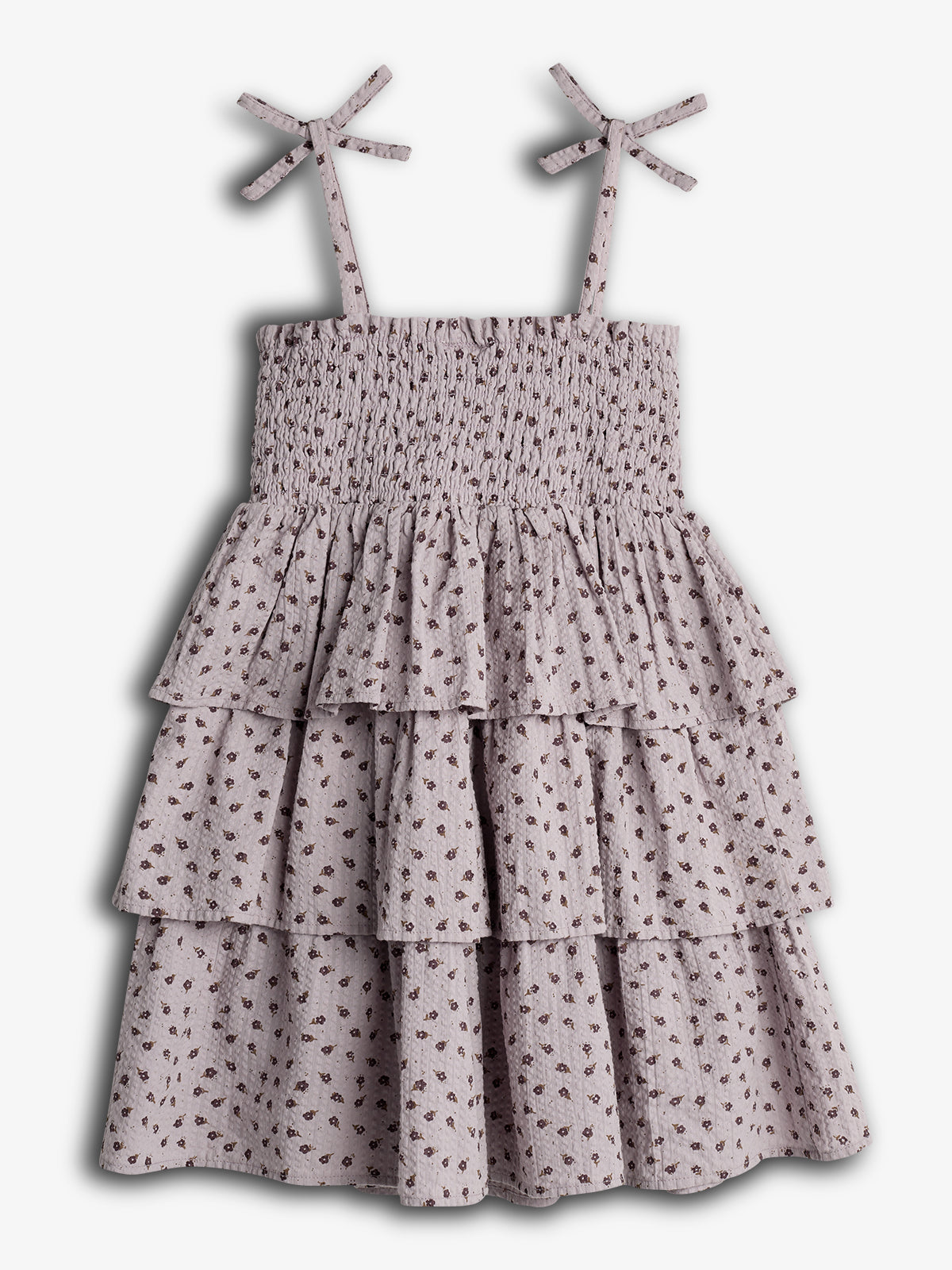 Flower Print Ruffle Dress - Tween - Purple Flower | 100432 Annie