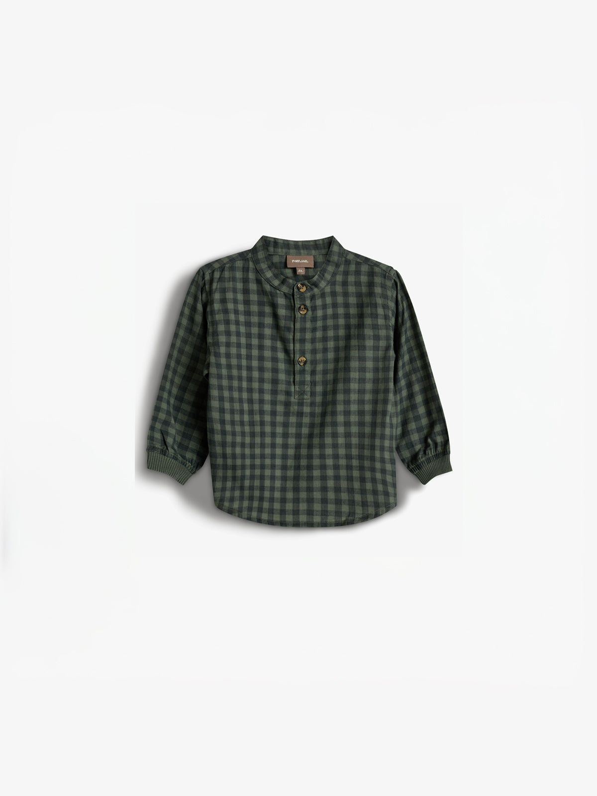 Micro Gingham Cotton Shirt - Little - Green