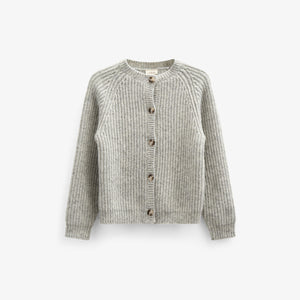 unisex Wool Mix Cardigan - Kids - Grey Melange | 100746 Cork