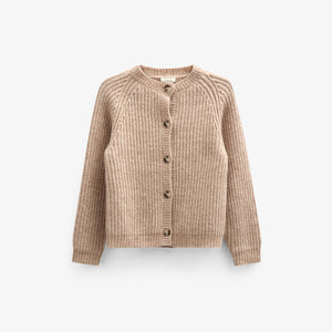 unisex Wool Mix Cardigan - Kids - Beige Melange | 100748 Cork