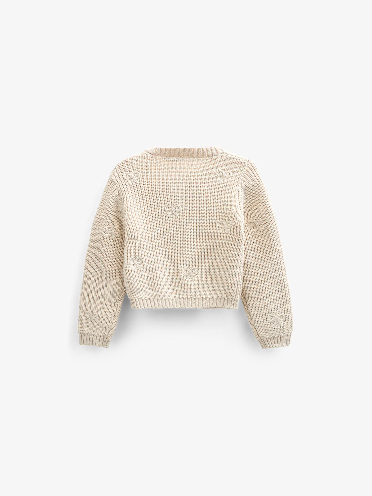 Cotton Knit Cardigan with Bows - Kids - Nature | 100790 Freya