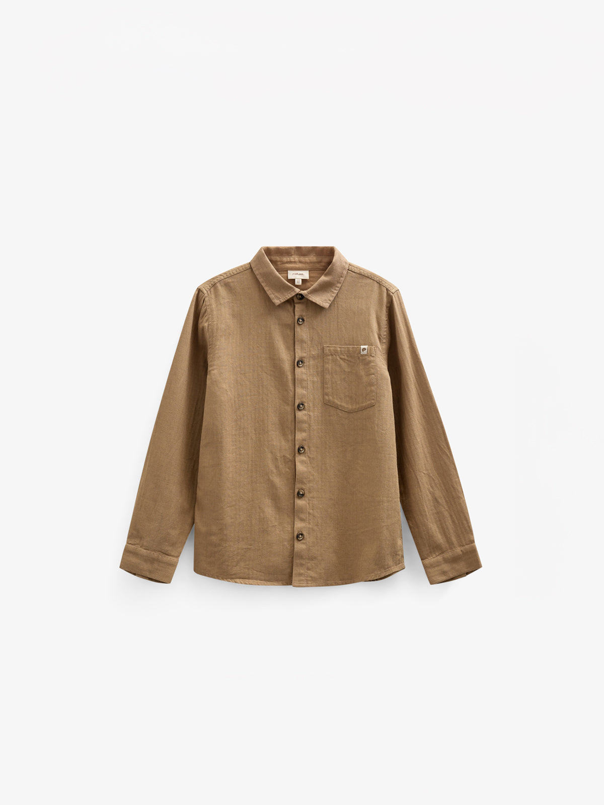 Herringbone Woven Cotton Shirt - Tween - Light Brown | 100804 Edward