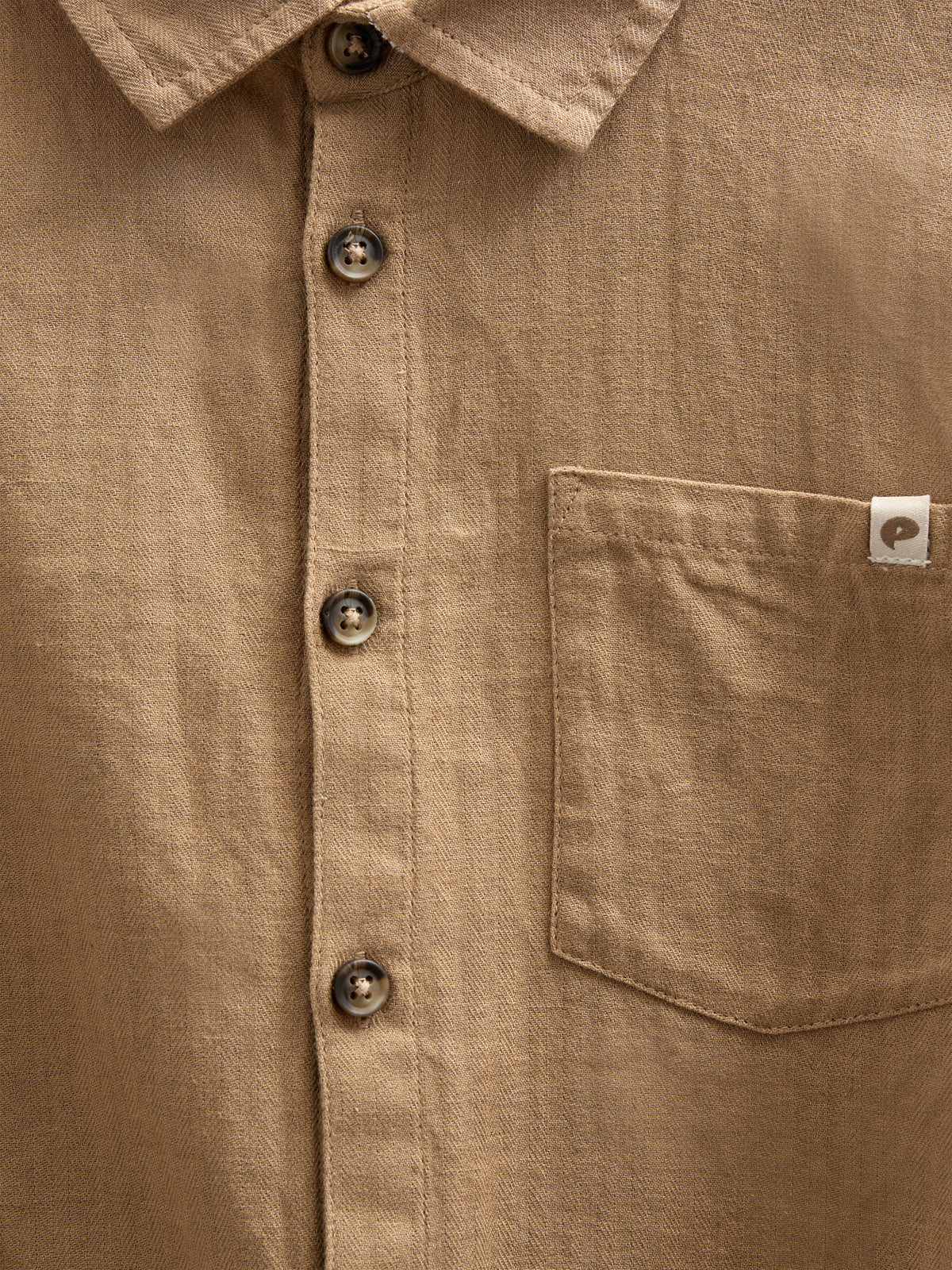 Herringbone Woven Cotton Shirt - Tween - Light Brown | 100804 Edward