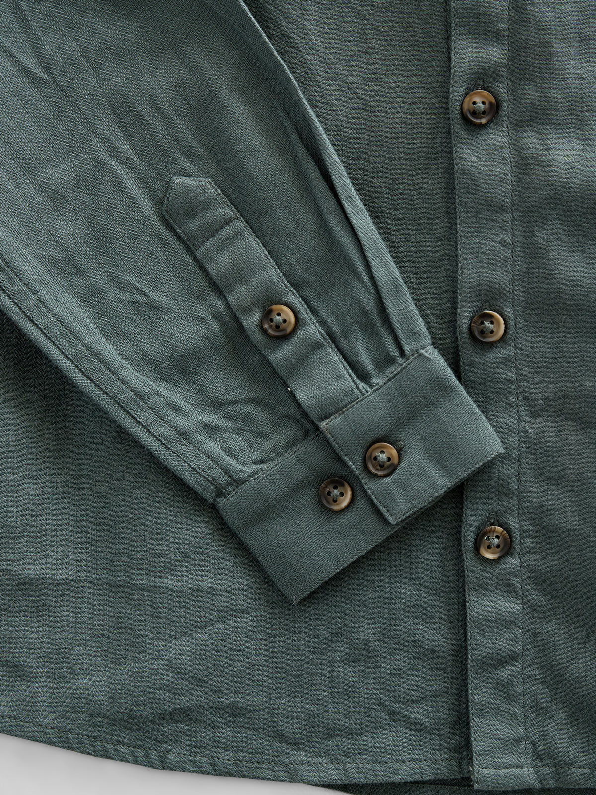 Herringbone Woven Cotton Shirt - Tween - Dark Dusty Green | 100805 Edward