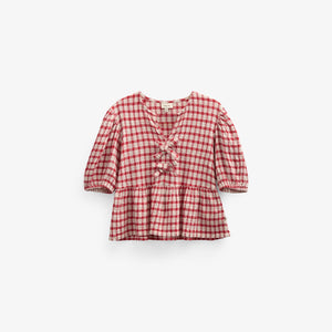 Checked Cotton Blouse - Kids - Cherry Red | 100908 Bonnie