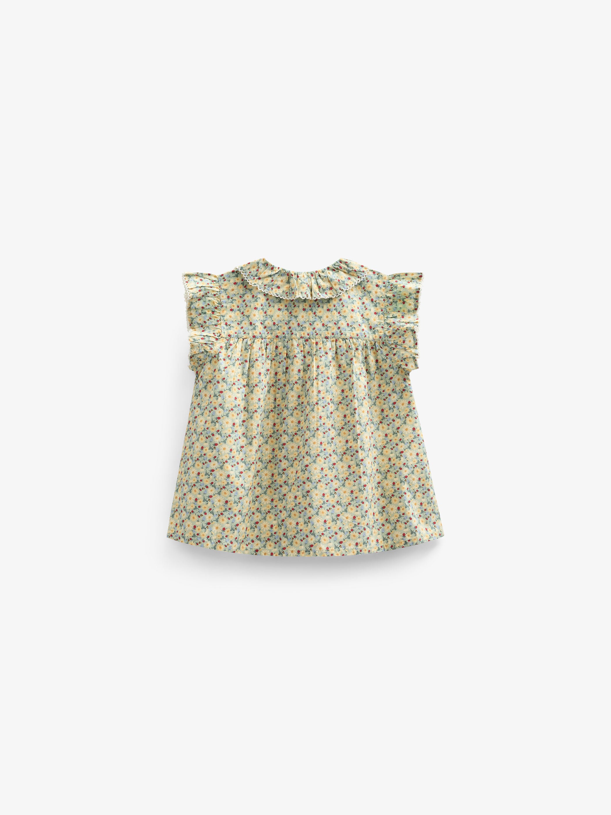 Flower Printed Poplin Frill Top - Tween - Green | 100951 Poppy