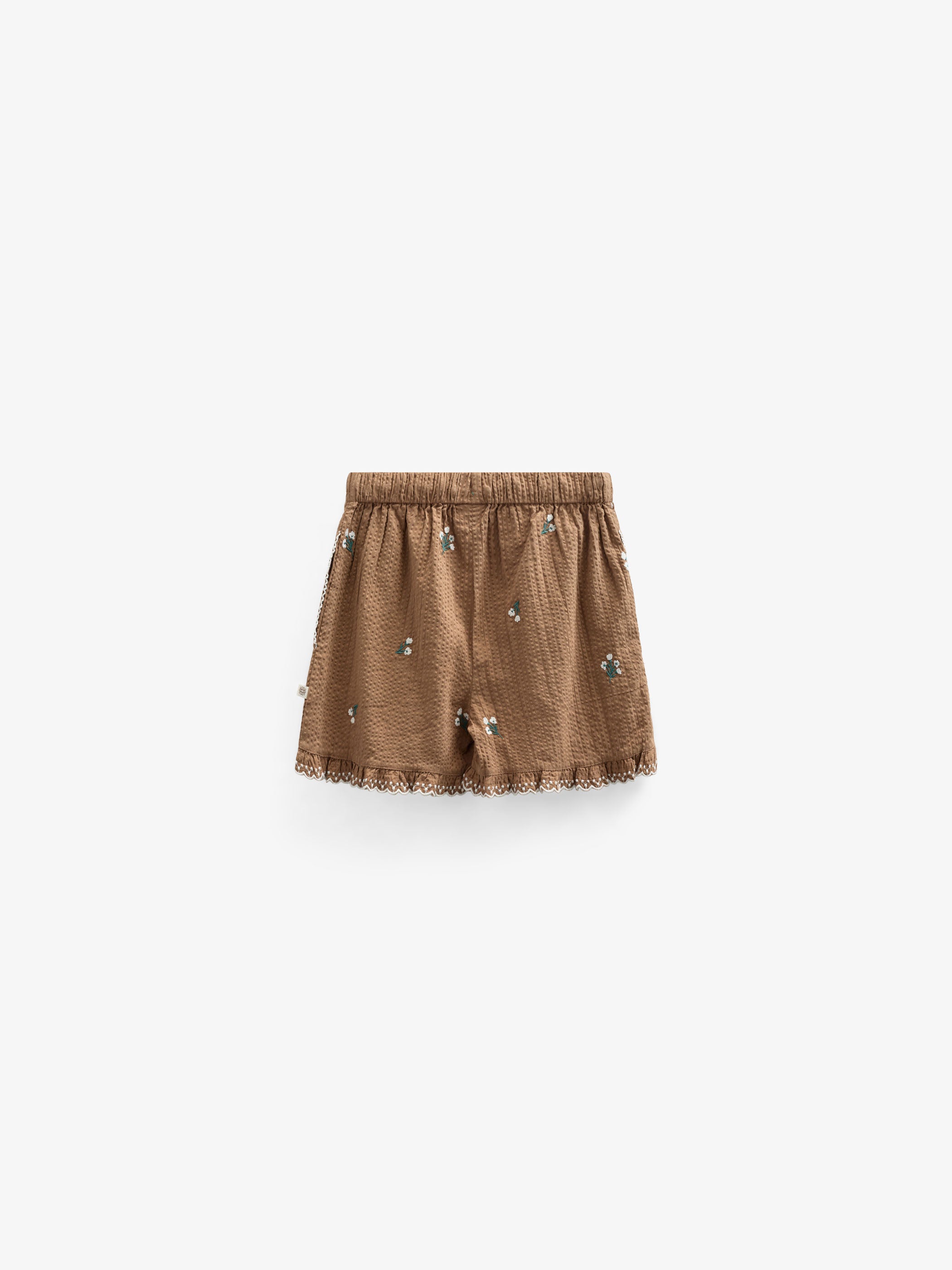 Embroidered Seersucker Shorts - Tween - Coconut | 100987 Nora