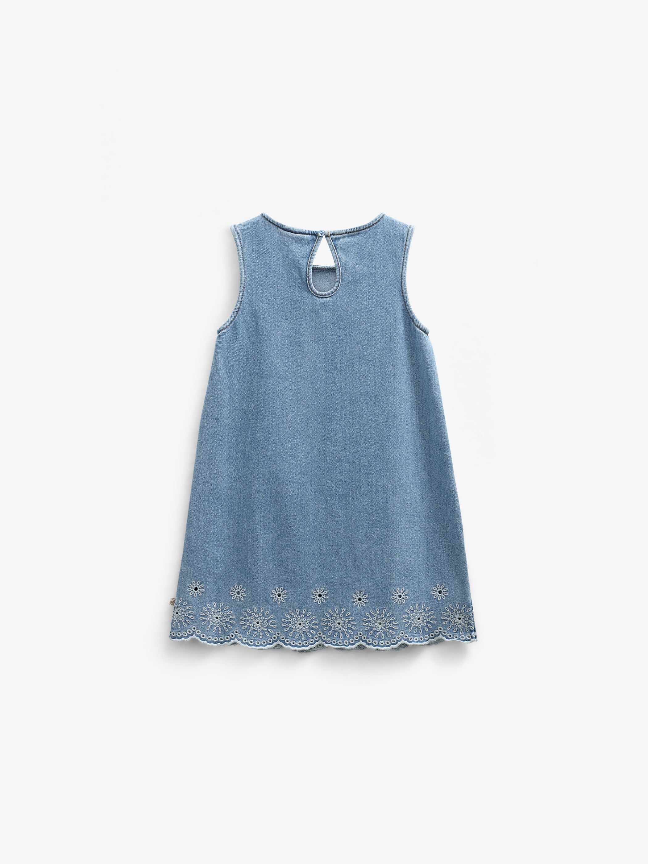 Embroidered Denim Mini Dress - Kids - Light Blue Denim | 101018 Vera