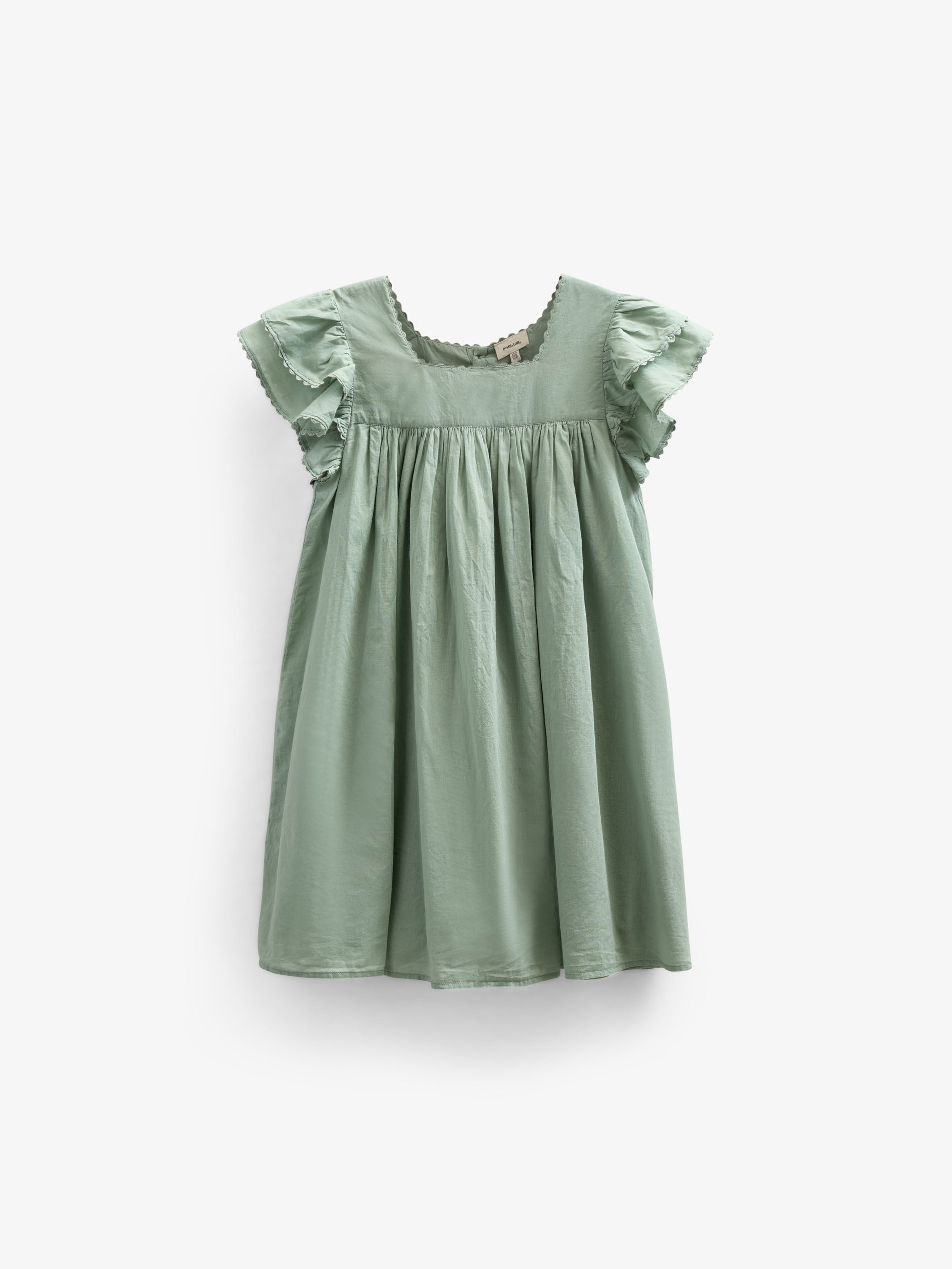Cotton Dress with Ric Rac Frill - Tween - Dusty Green | 101066 Alma
