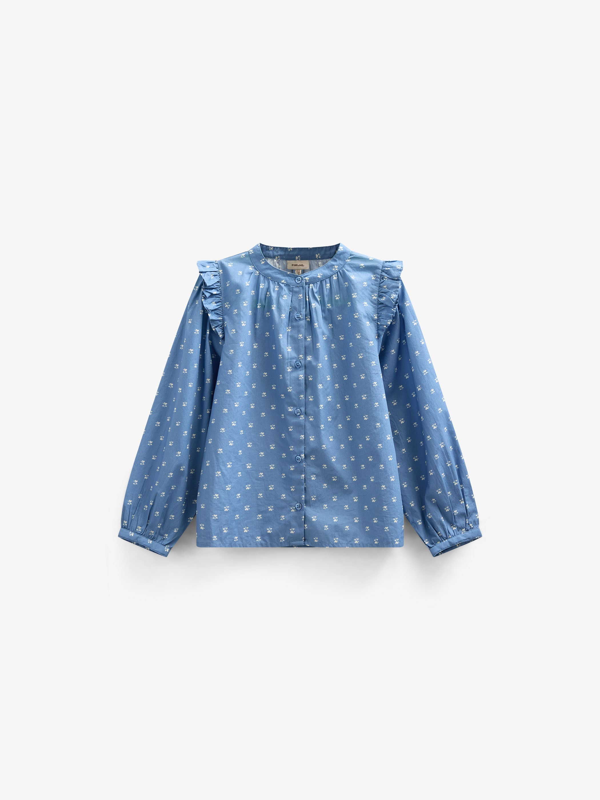 Printed Poplin Shirt Blouse - Tween - Dusty Blue | 101087 Camilla