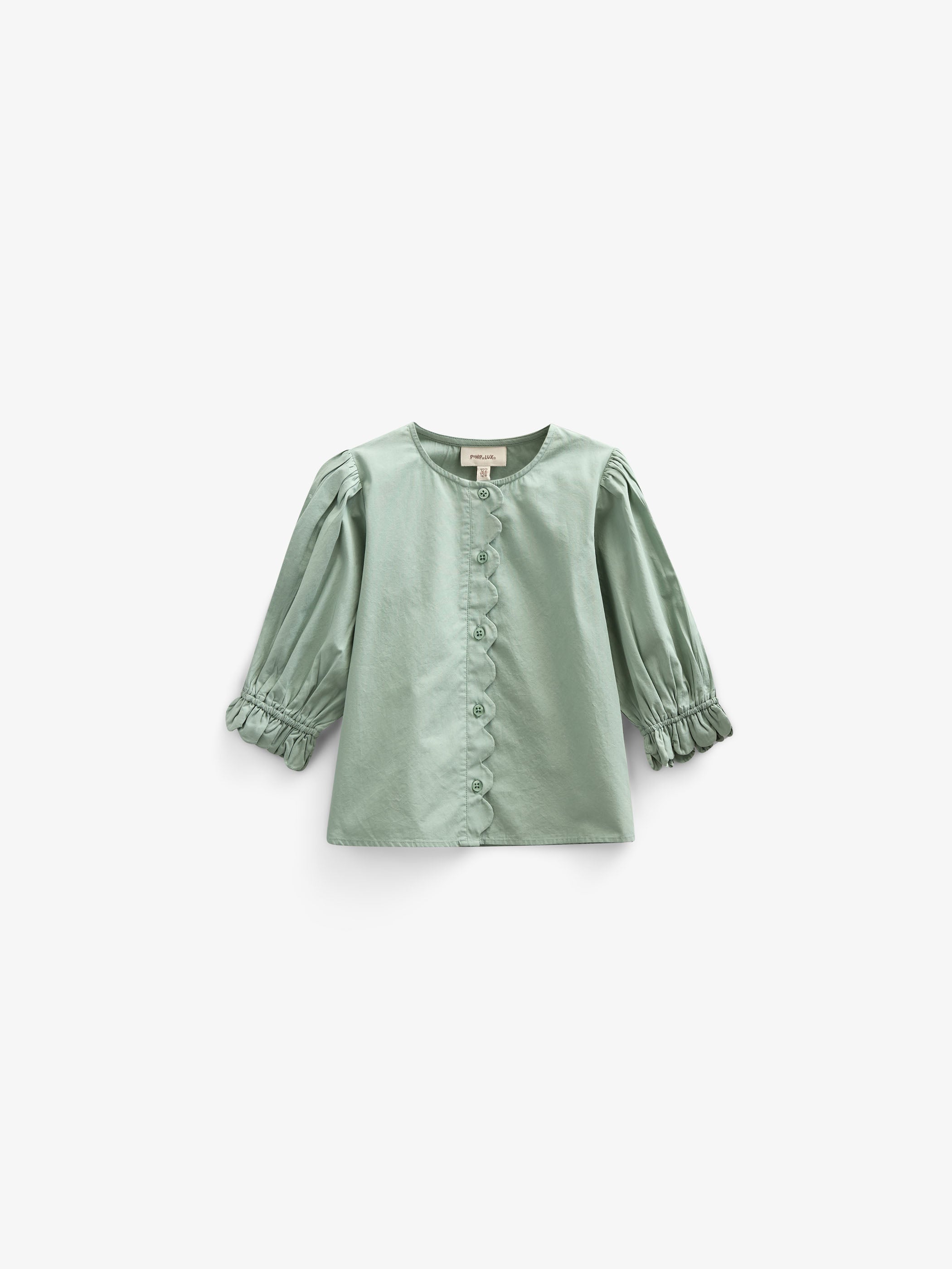 Poplin Blouse with Scallop Edge - Tween - Dusty Green | 101078 Joy