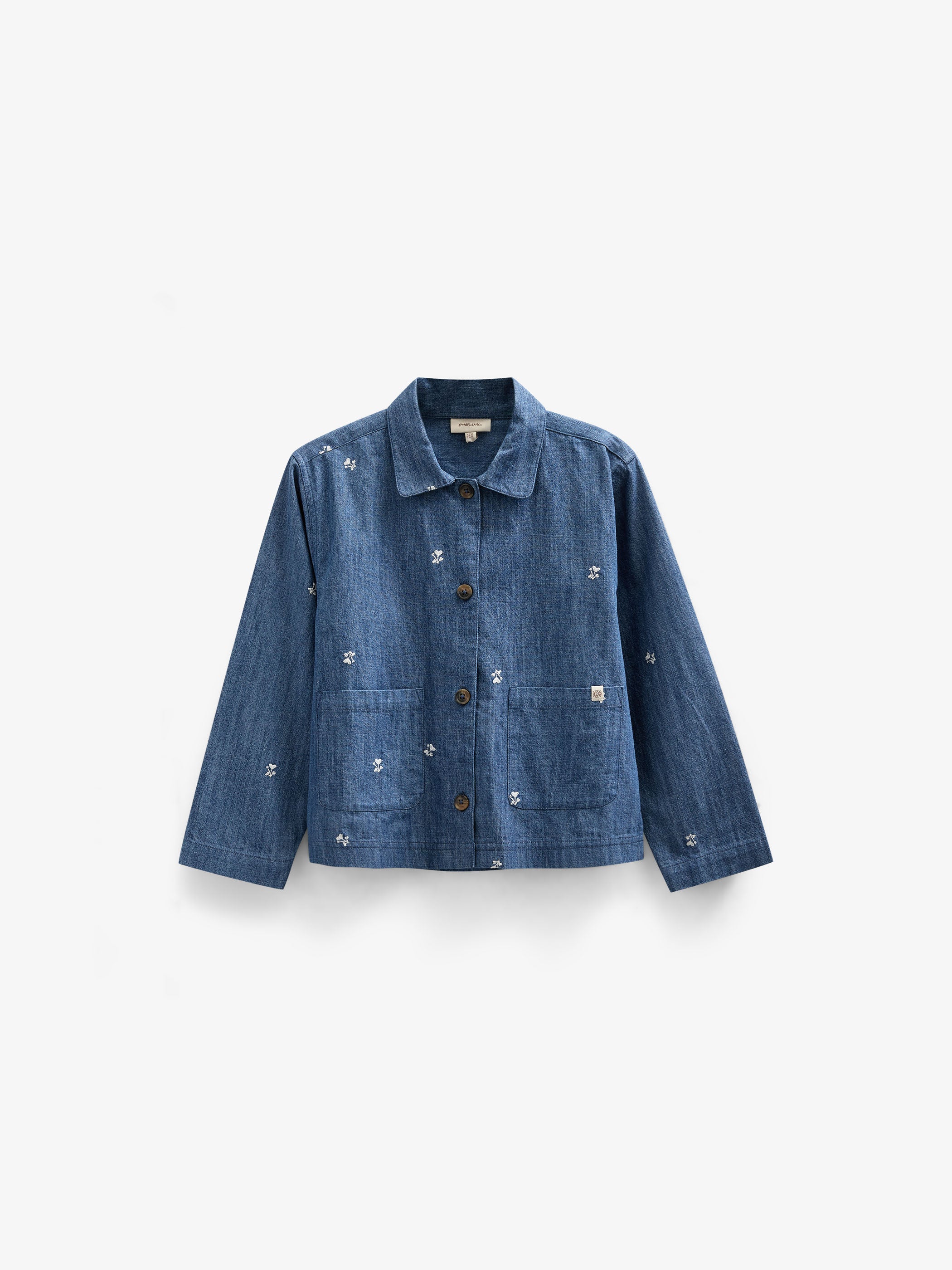 Embroidered Light Denim Shirt Jacket - Tween - Blue Denim | 101082 Isabella
