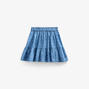 Printed Poplin Skirt - Kids - Dusty Blue | 101054 Camilla