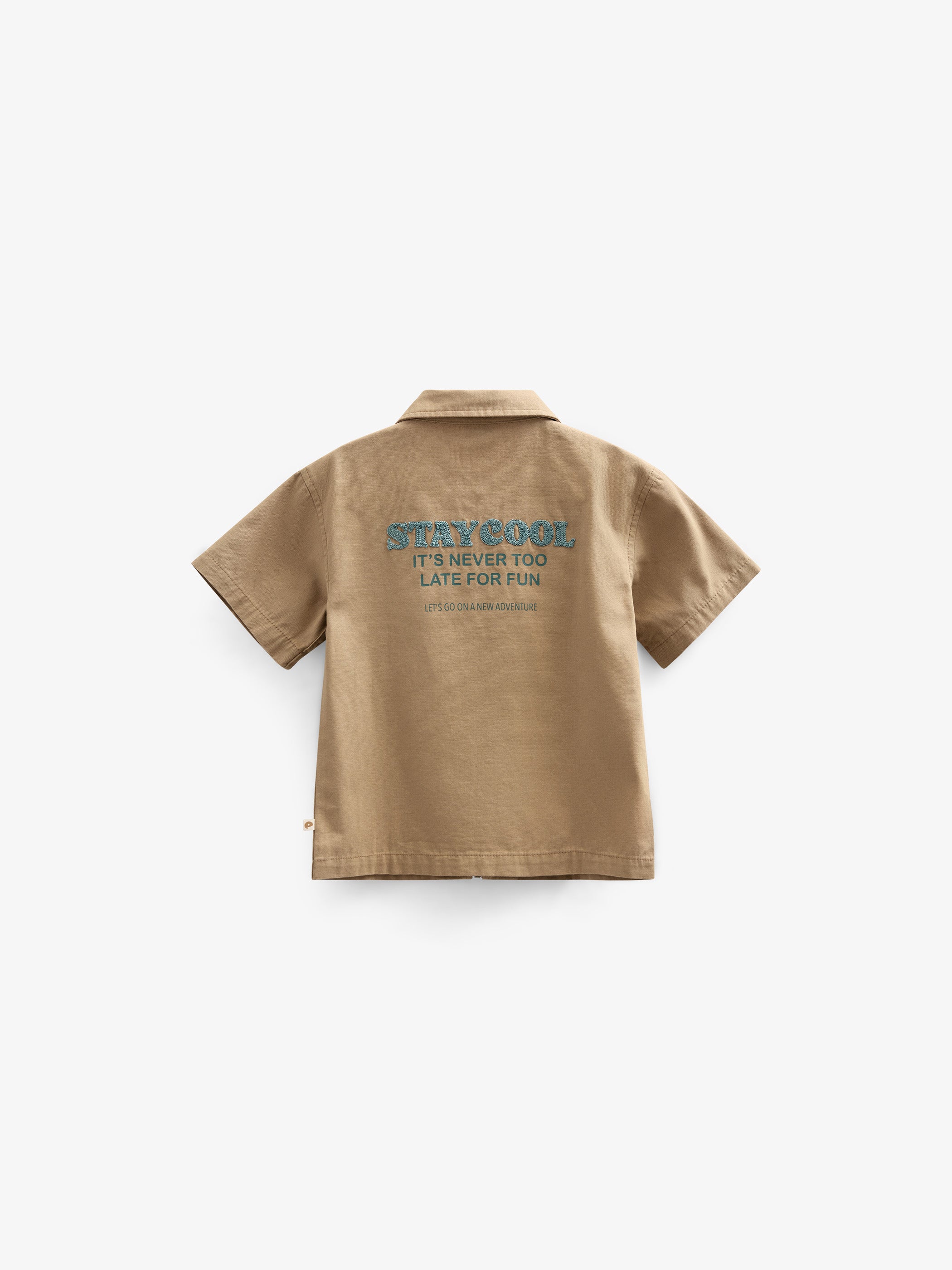 Canvas Shirt Jacket with Zipper - Kids - Khaki | 101124 Isack