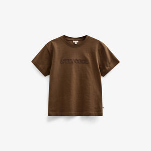 Slub jersey Embroidery T-shirt - Tween - Dark Brown | 101158 Villum