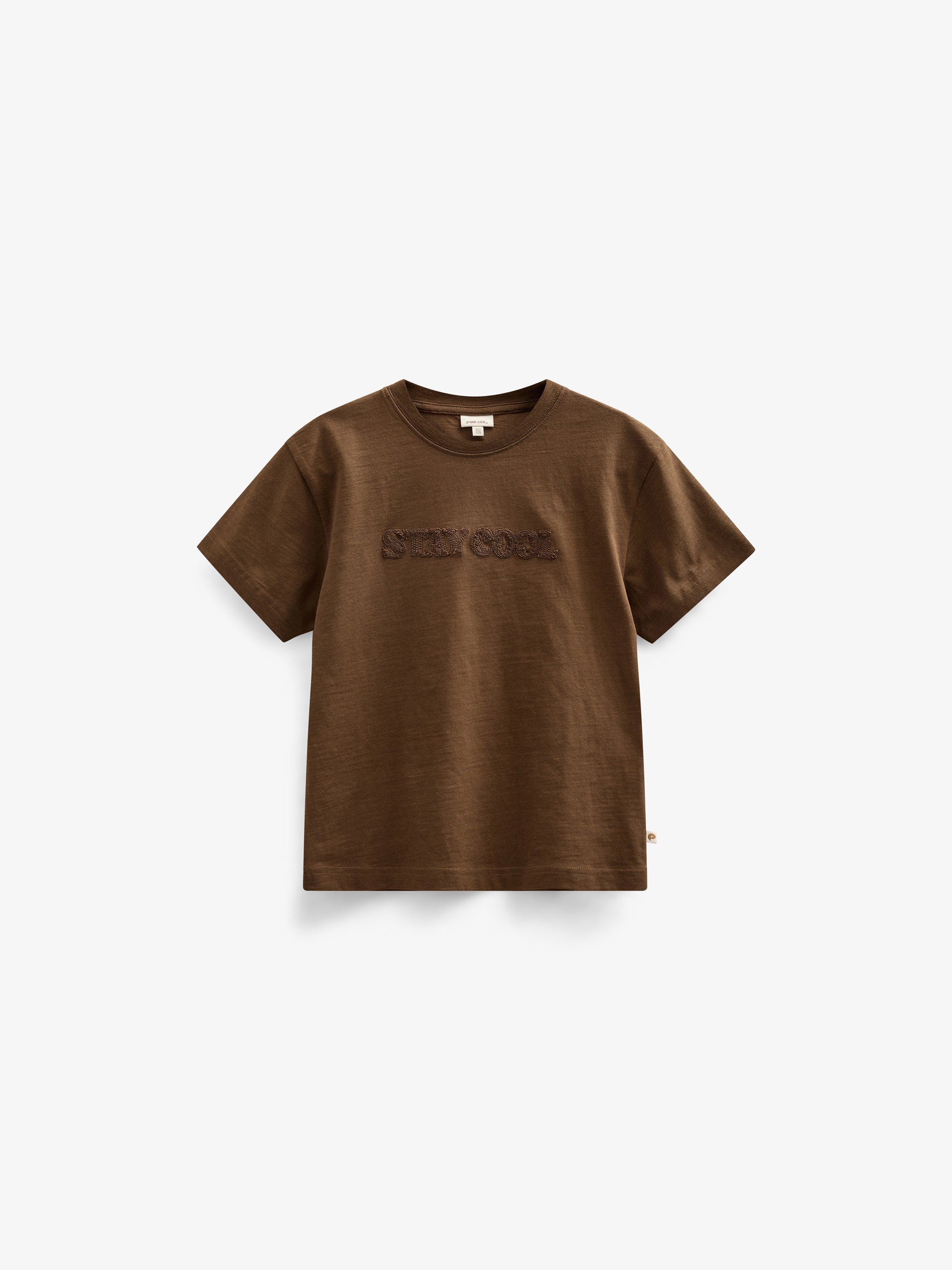 Slub jersey Embroidery T-shirt - Tween - Dark Brown | 101158 Villum