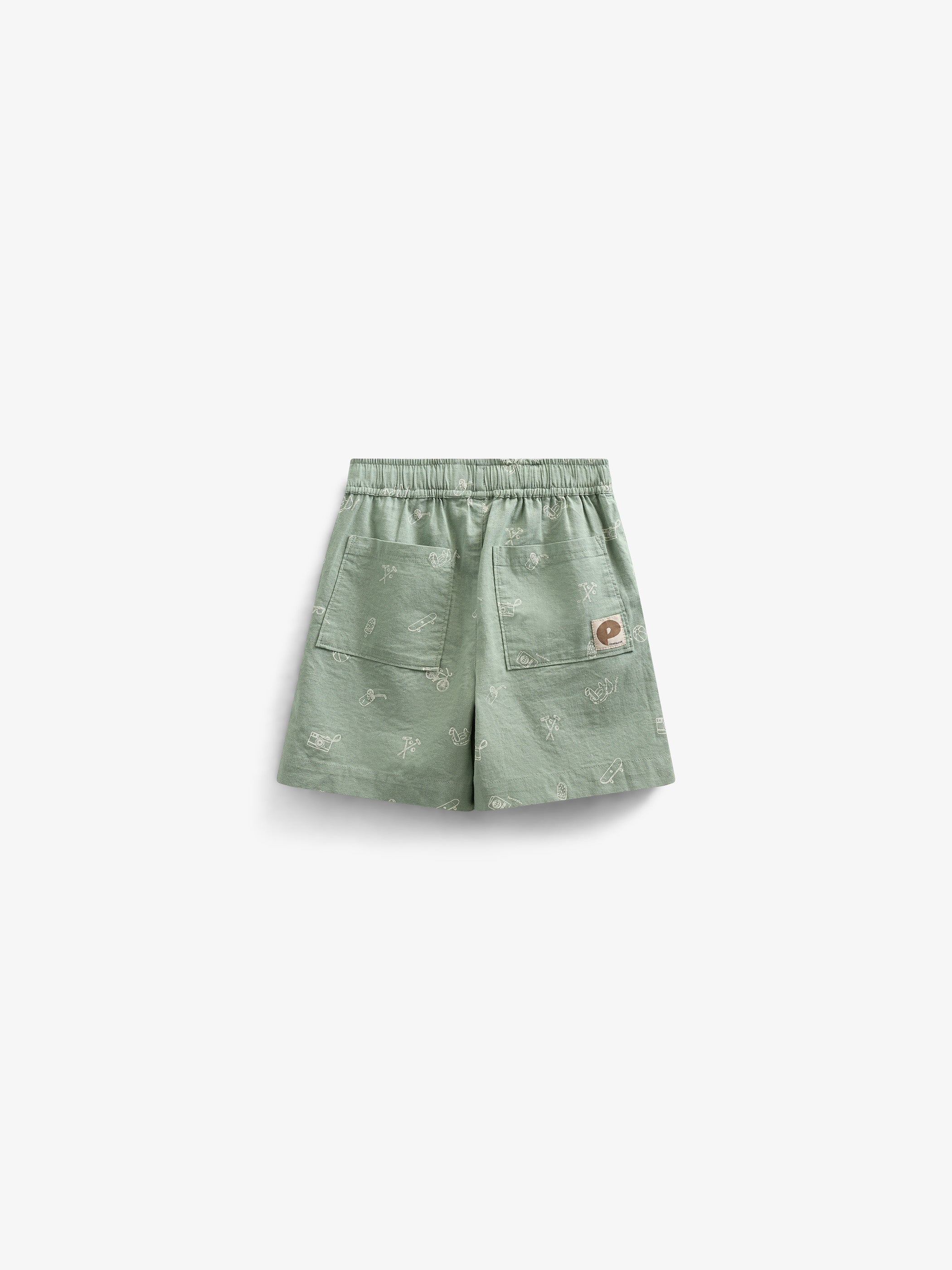 Printed Linen Mix Shorts - Tween - Dusty Green | 101170 William