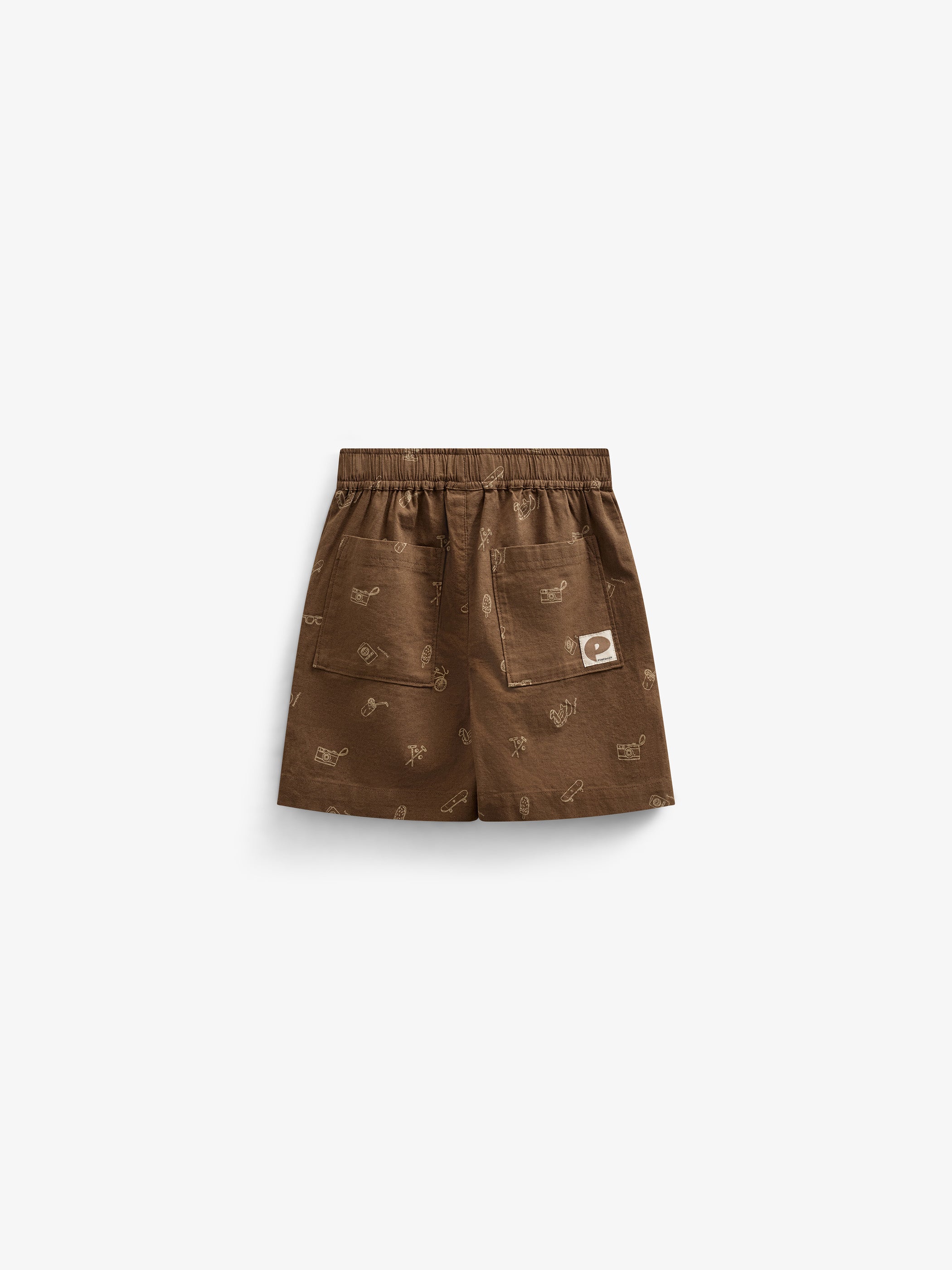 Printed Linen Mix Shorts - Tween - Dark Brown | 101172 William