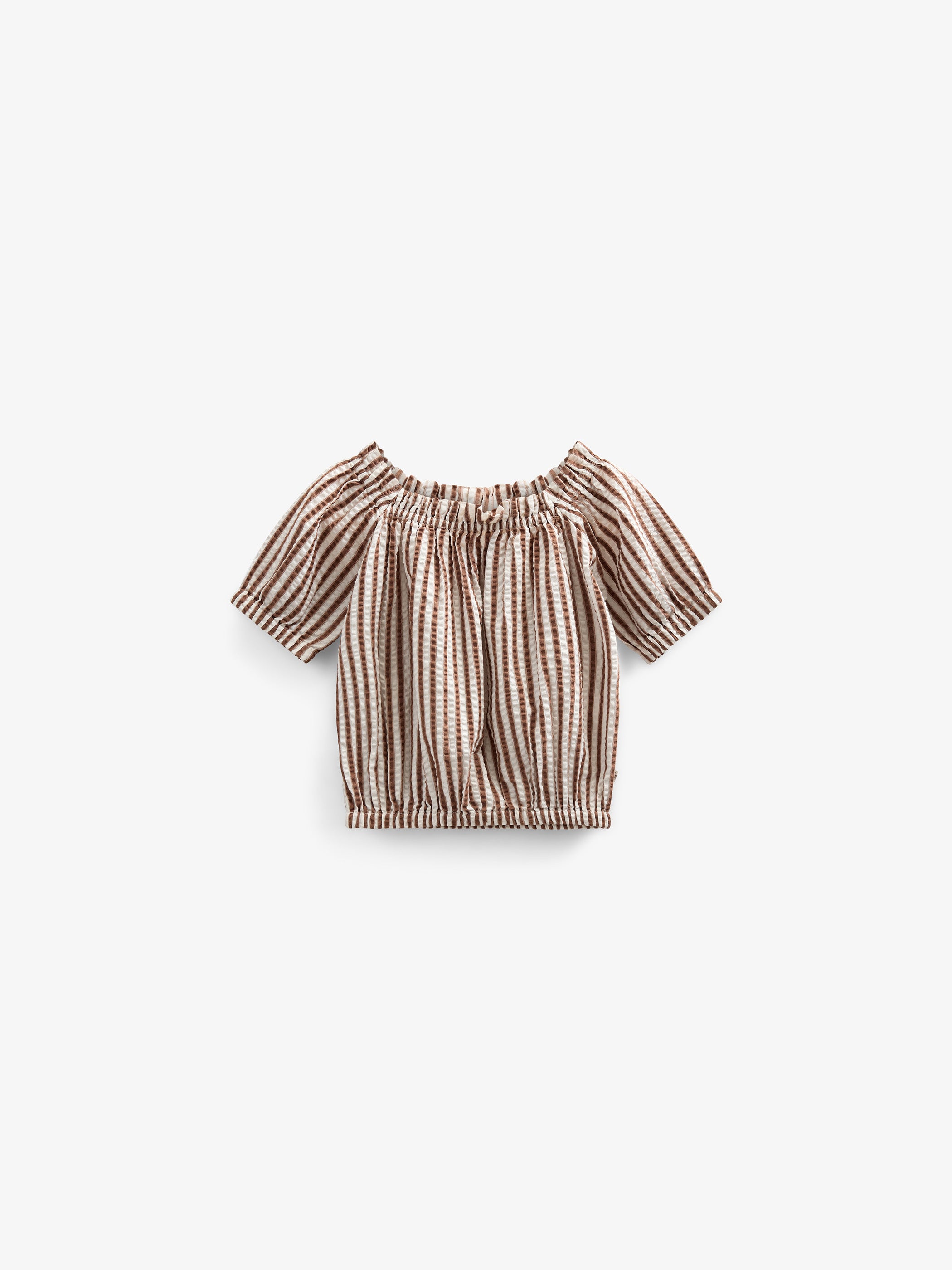 Striped Seersucker Top - Kids - Brown | 101191 Nadia