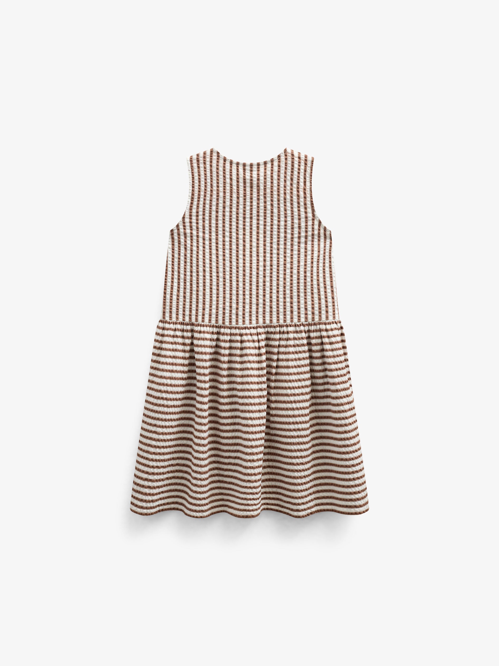 Striped Seersucker Dress - Kids - Brown | 101195 Nadia