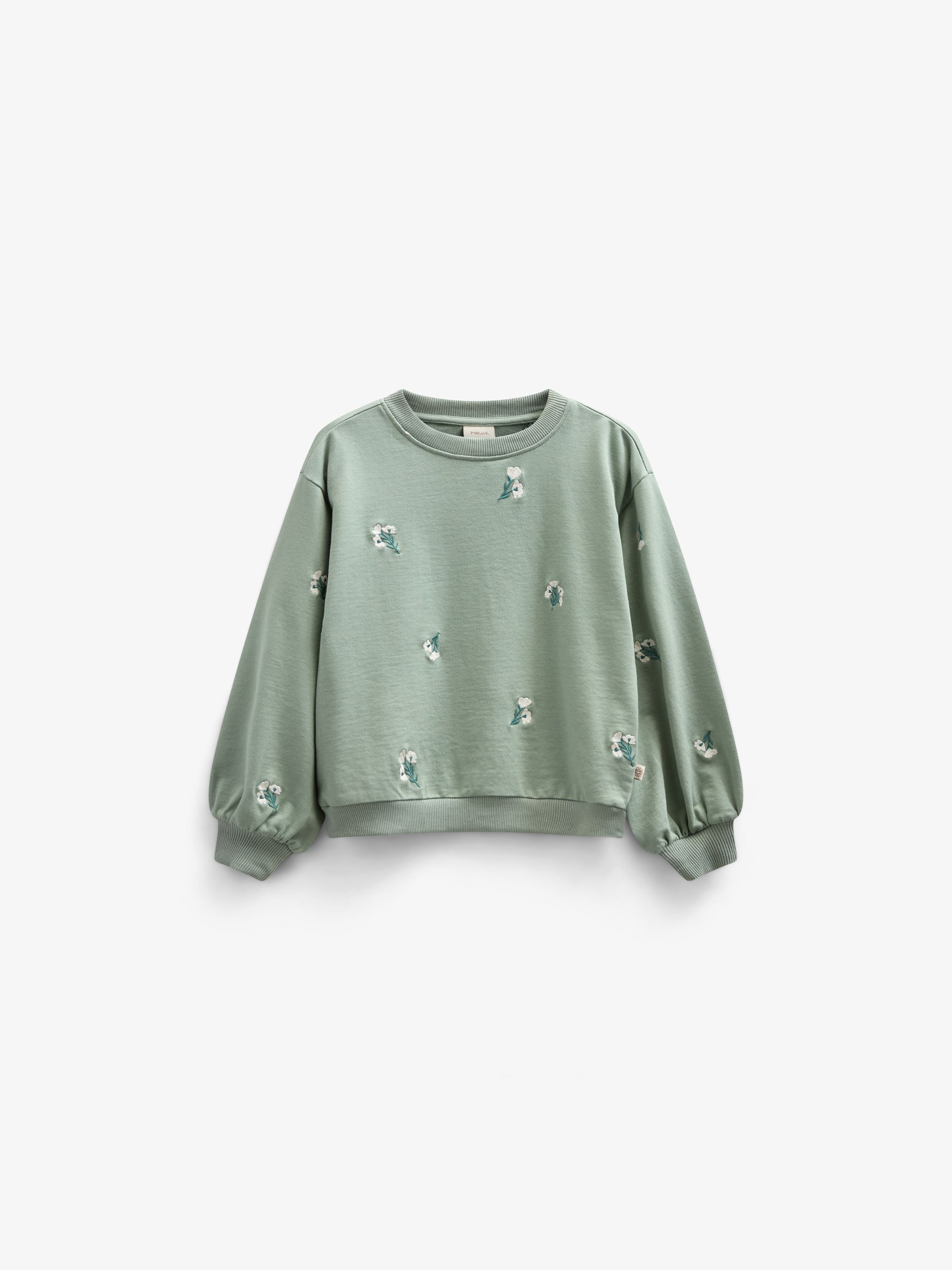 Embroidered Crewneck Sweatshirt - Tween - Dusty Green | 101212 Kimber