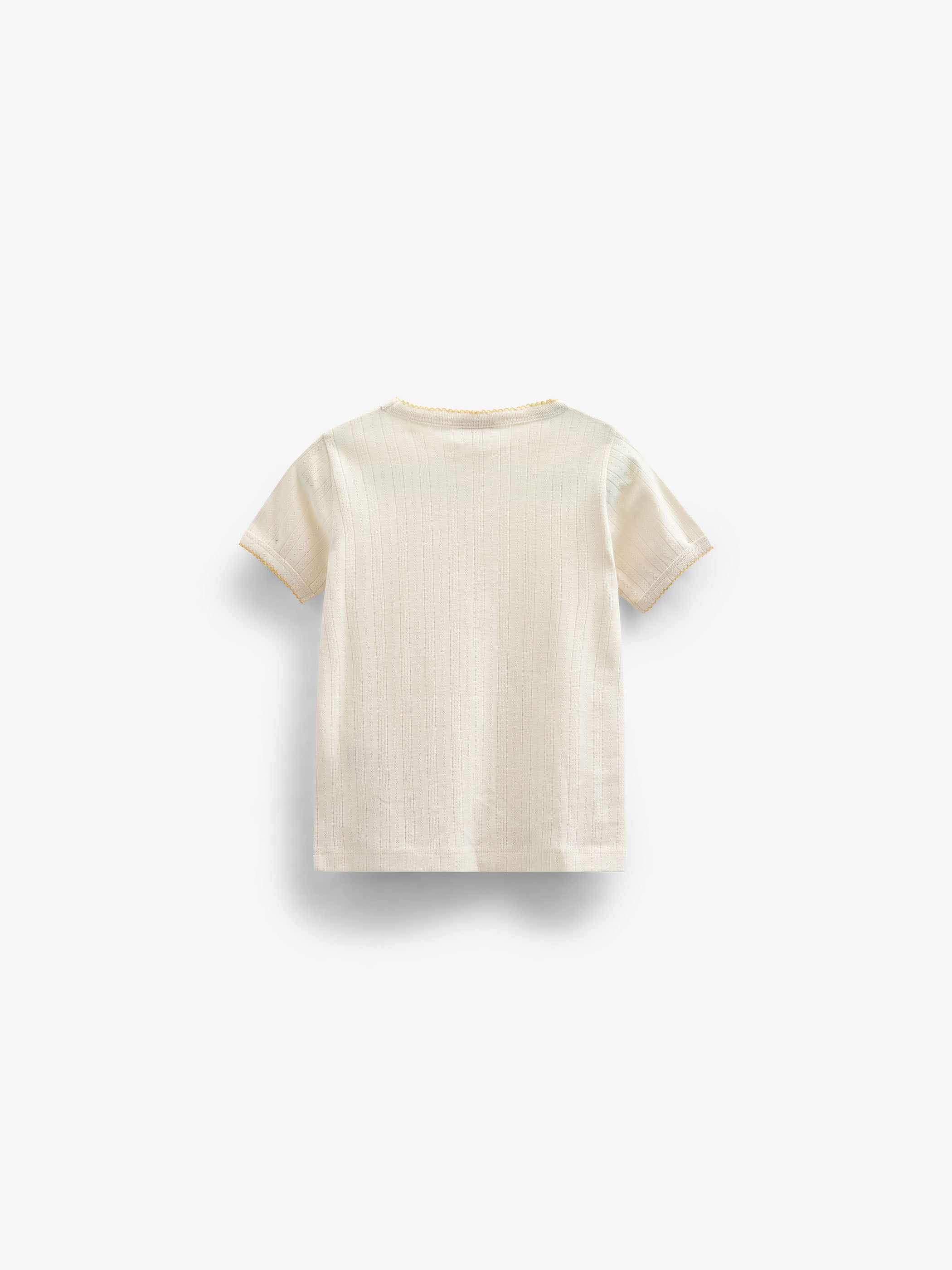 Pointelle t-shirt with contrast picot - Tween - Off White | 101290 Drew