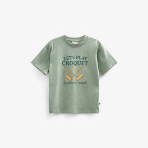 Croquet T-shirt - Kids - Light Green Melange | 101338 Vincent