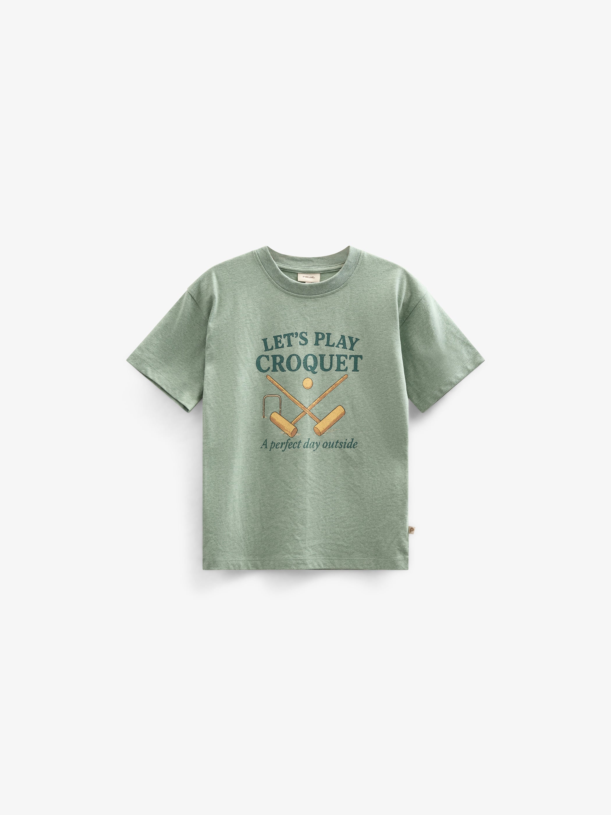 Croquet T-shirt - Kids - Light Green Melange | 101338 Vincent