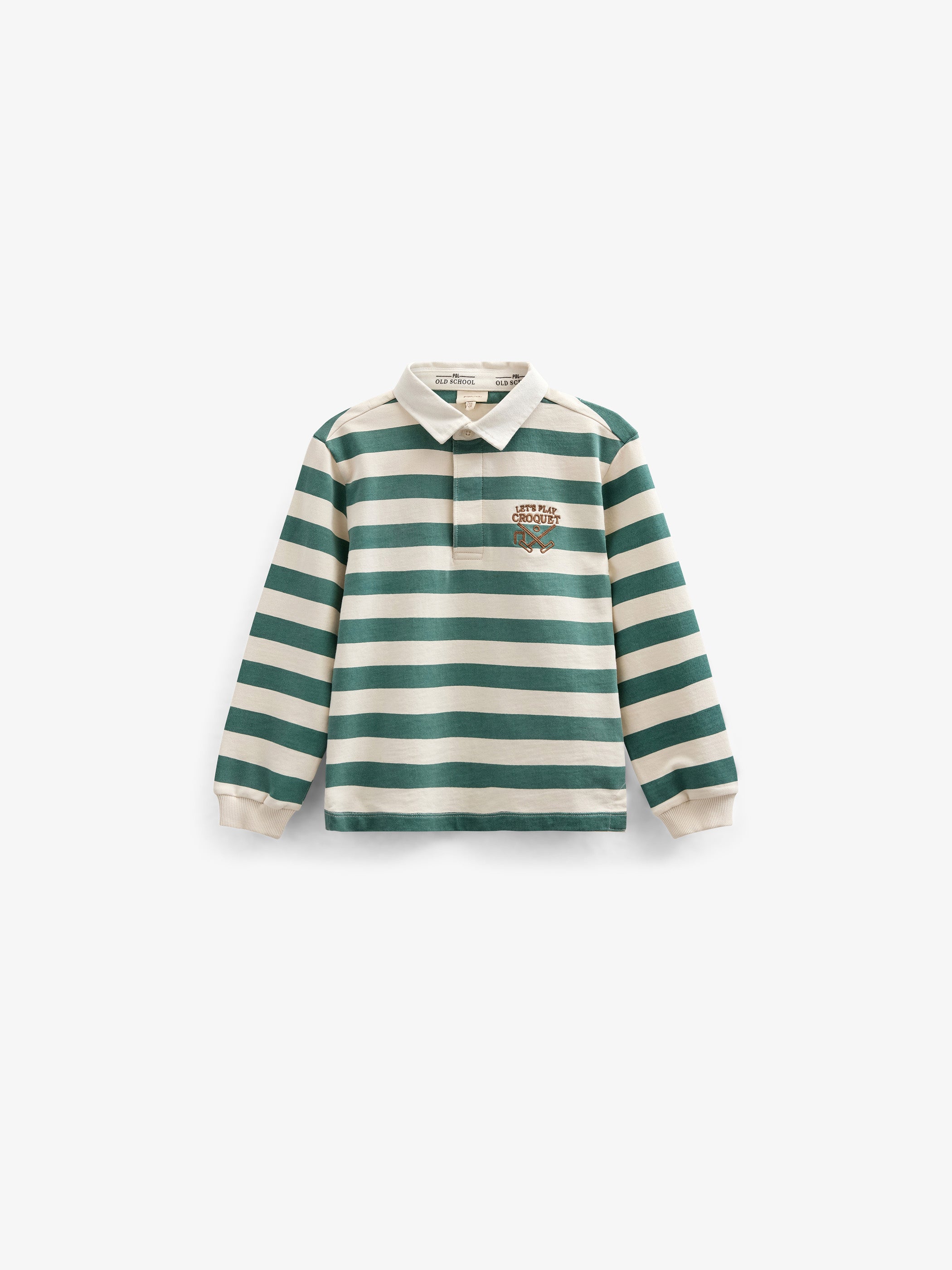 Striped Polo Sweatshirt - Tween - Tropical Green/Offwhite | 101341 Marco