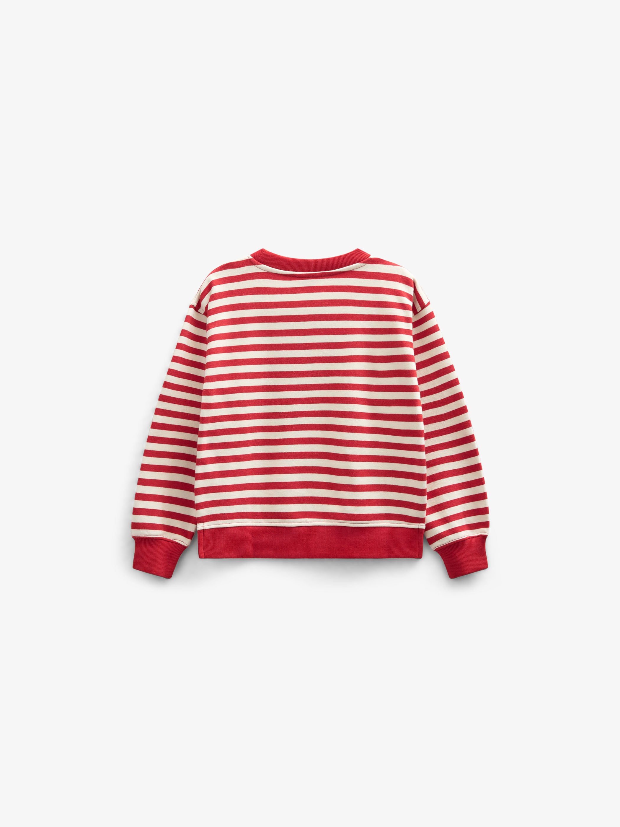 Striped Crewneck Sweatshirt - Kids - Cherry Red Stripe | 101342 Daniella