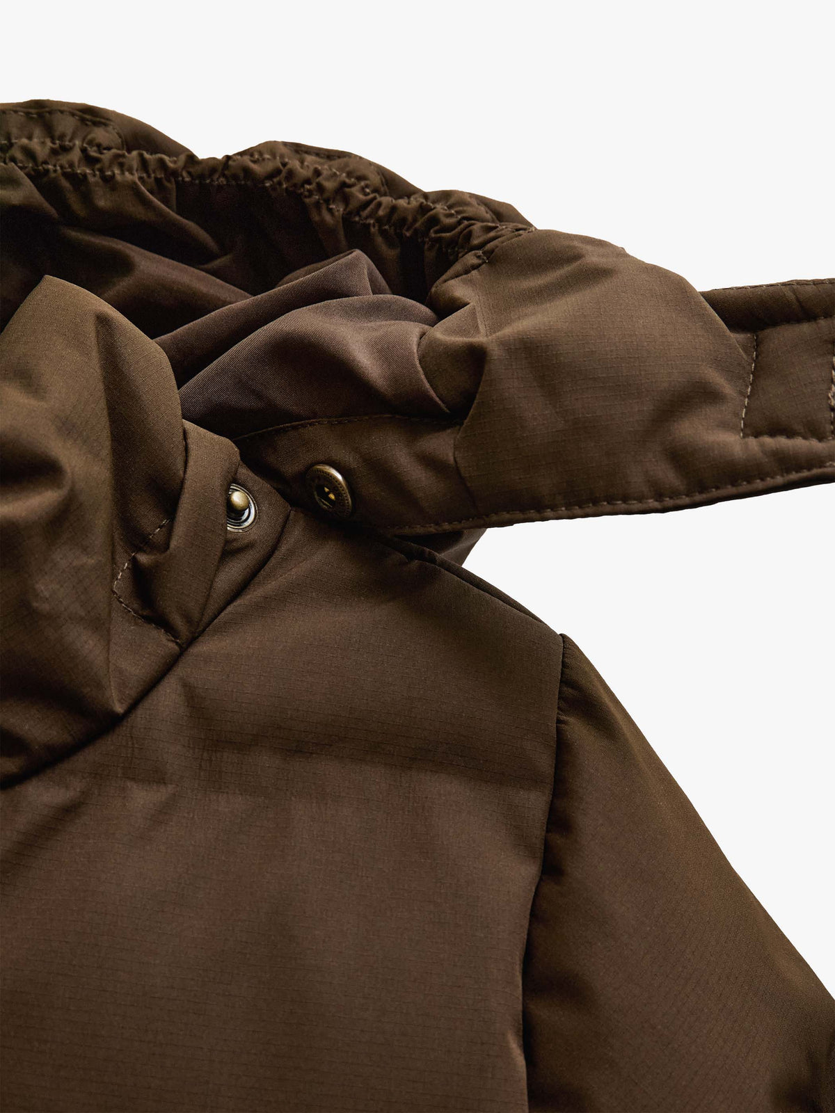 Winter Puffer Jacket with Drawstring - Kids - Dark Brown | 101413 Elenor