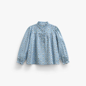Floral Cotton Blouse - Tween - Blue/Brown | 101436 Nova