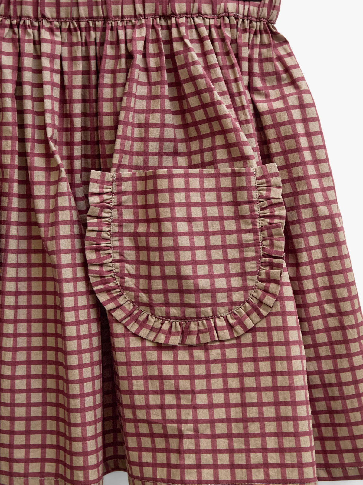 Frill Pocket Poplin Skirt - Tween - Bordeaux Check | 101444 Julia