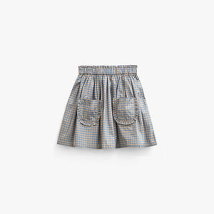 Frill Pocket Poplin Skirt - Tween - Blue Check | 101446 Julia