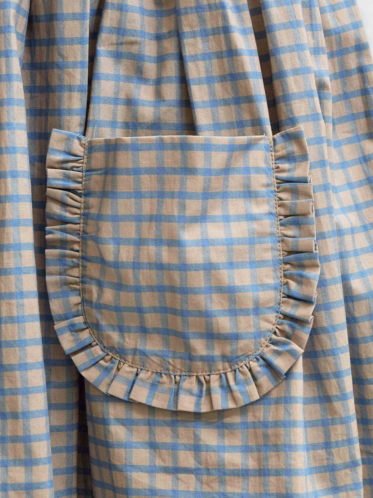 Frill Pocket Poplin Skirt - Kids - Blue Check | 101445 Julia
