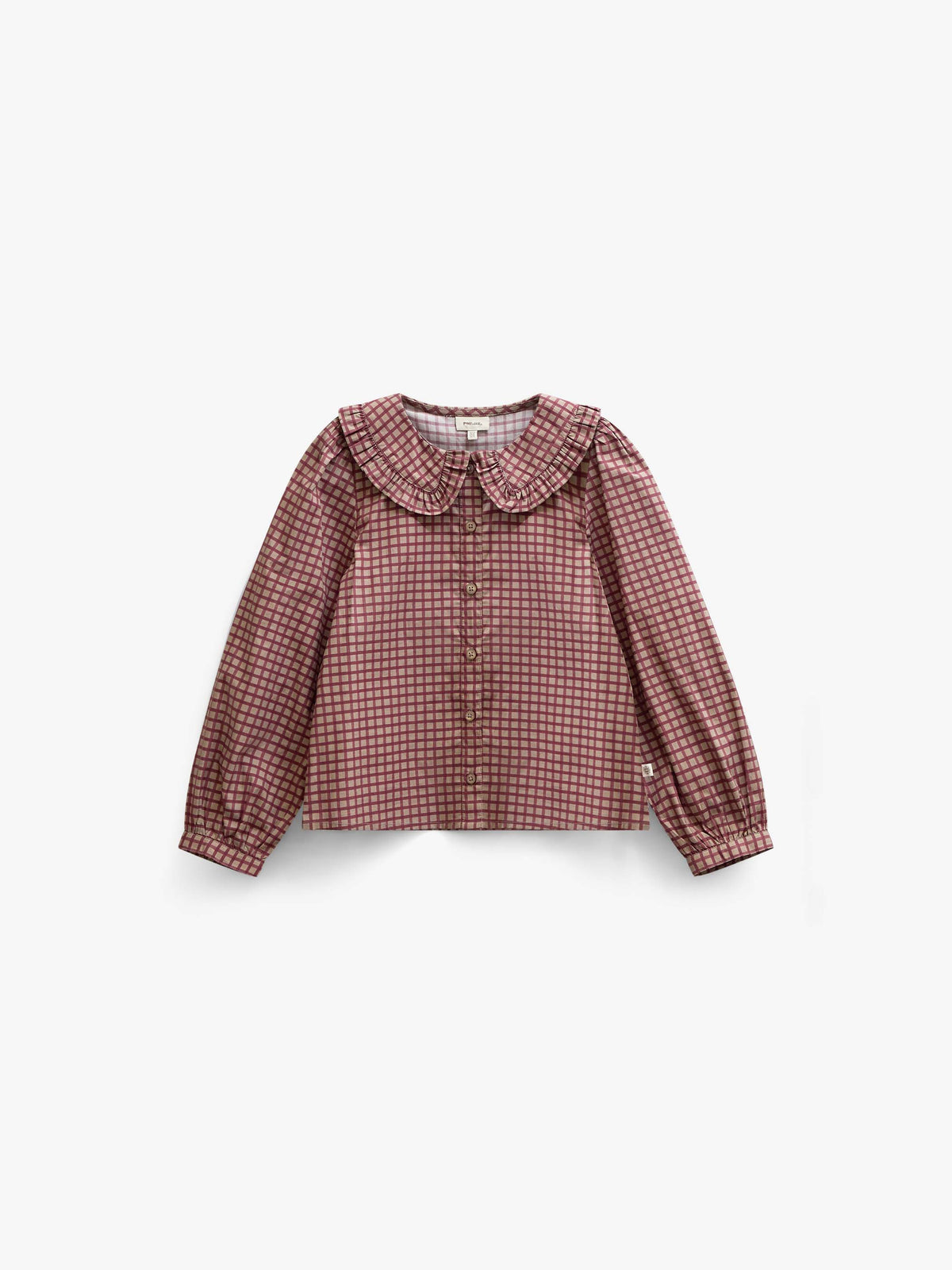 Frill Collar Poplin Blouse - Tween - Bordeaux Check | 101450 Julia