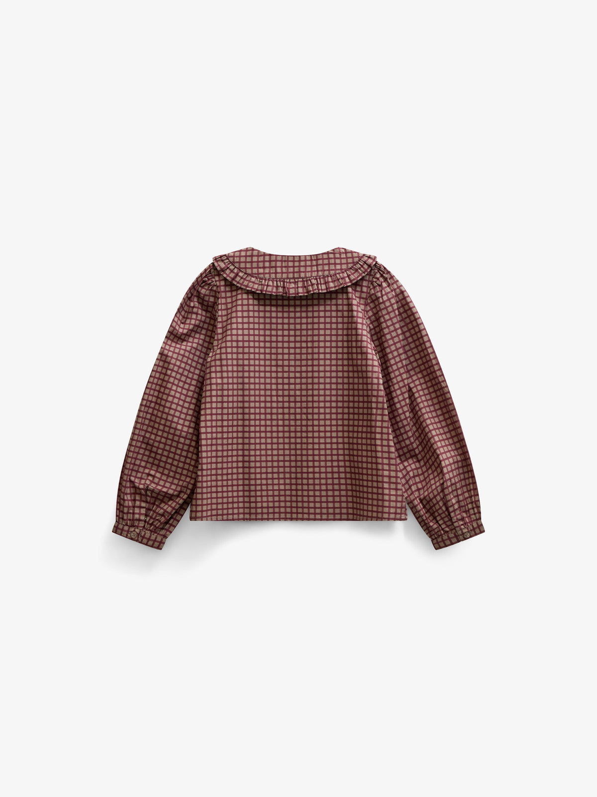 Frill Collar Poplin Blouse - Kids - Bordeaux Check | 101449 Julia