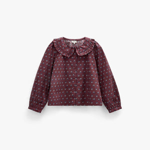Frill Collar Poplin Blouse - Tween - Bordeaux Flowerprint | 101454 Julia