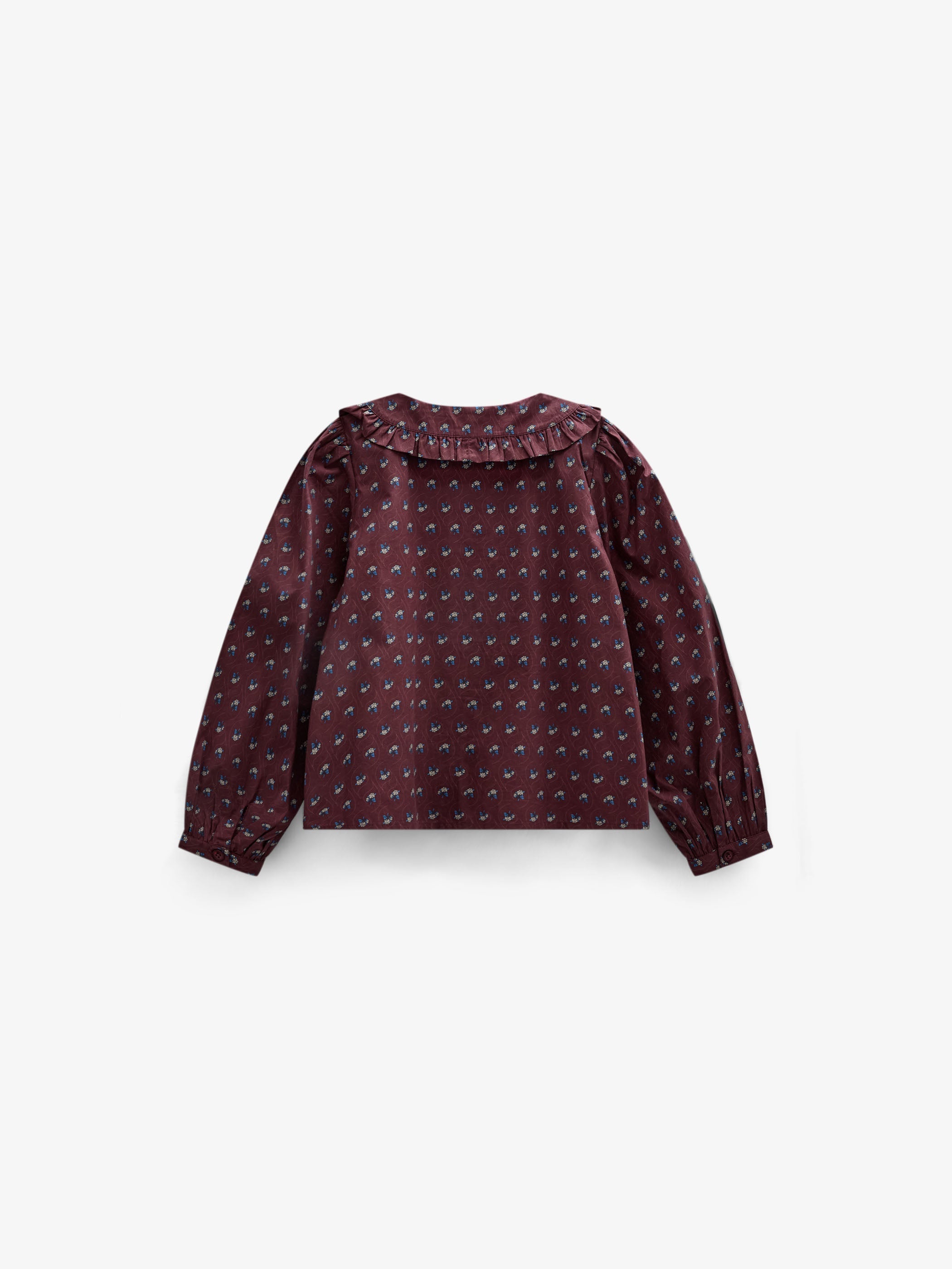 Frill Collar Poplin Blouse - Kids - Bordeaux Flowerprint | 101453 Julia