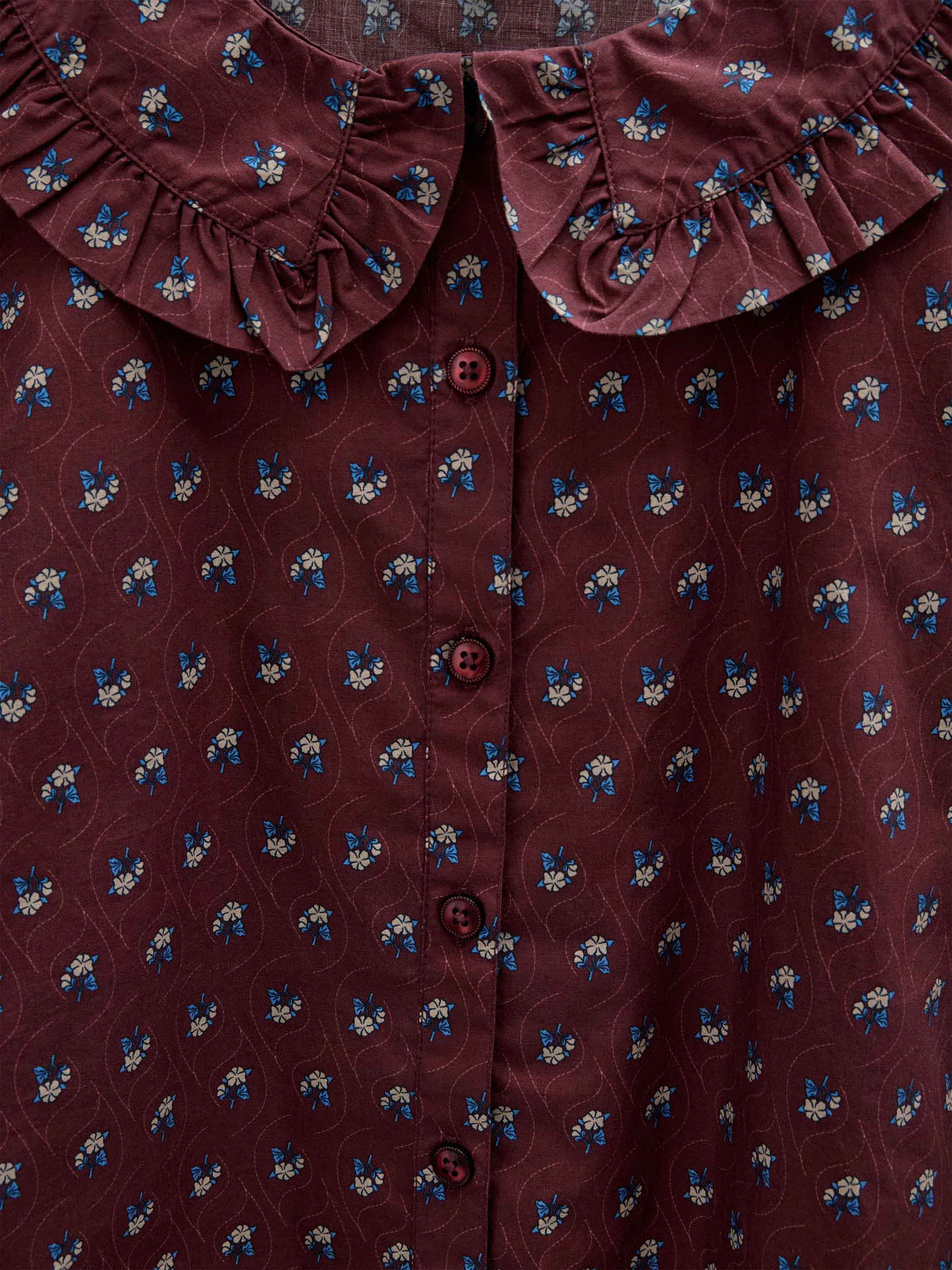 Frill Collar Poplin Blouse - Kids - Bordeaux Flowerprint | 101453 Julia