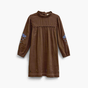 Cross-Stitch Double Gauze Dress - Tween - Brown | 101468 Laureen