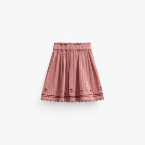 Cross-Stitch Double Gauze Skirt - Tween - Dusty Rose | 101470 Laureen