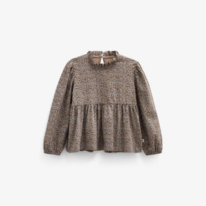 Printed Peplum Jersey Blouse - Tween - Blue/Brown | 101542 Heidi