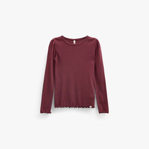 Ribbed Modal-Blend Long-Sleeve T-Shirt - Kids - Bordeaux | 101561 Lottie